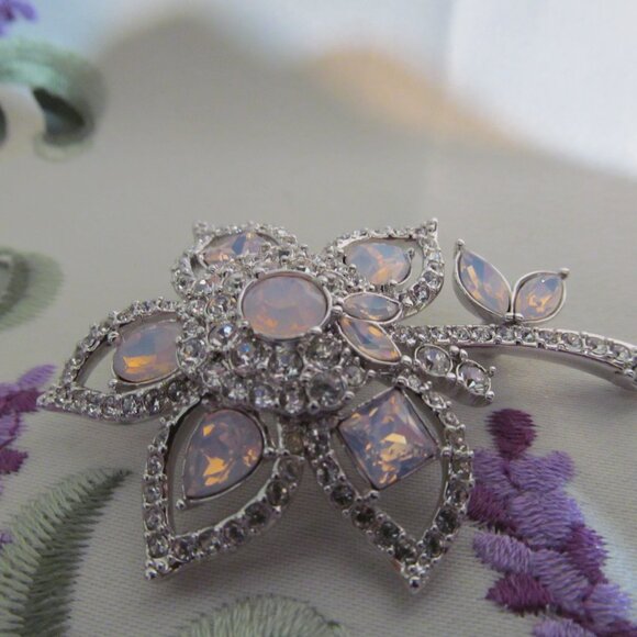 JTV Titanic Jewelry Collection Faux Opal & Faux Diamond Floral Pin - Gorgeous!! - Picture 16 of 16